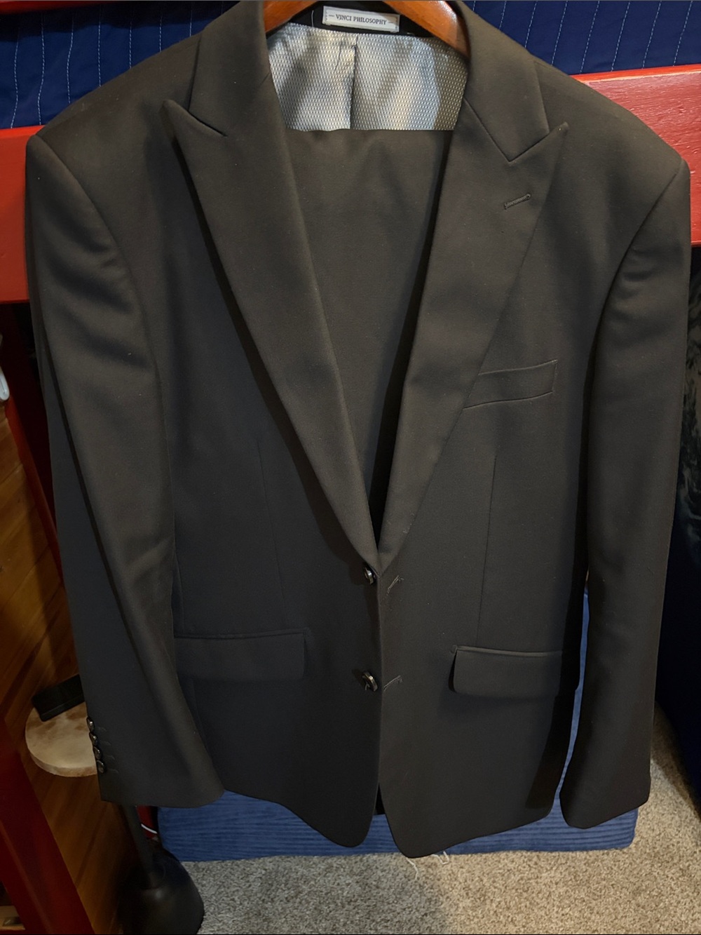 Black Modern Fit 2 Piece Suit Textured Solid with Peak Lapel
